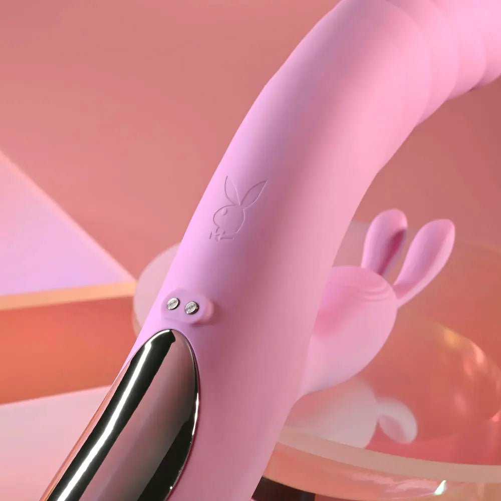 Shop affordable quality Playboy Pleasure RUB ME RIGHT - 23.2 cm USB Rechargeable Thrusting Rabbit Vibrator - Discreet Intimate Essentials - VIBRATORS - Playboy Pleasure