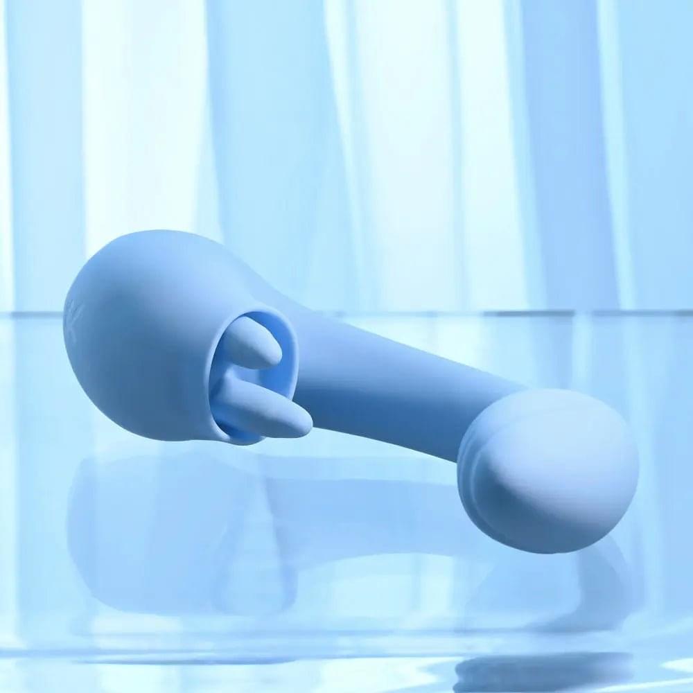 Playboy Pleasure SAPPHIRE SKY -  21.6 cm USB Rechargeable Vibrator with Double Tongue Stimulator Playboy Pleasure Discreet Intimate Essentials.