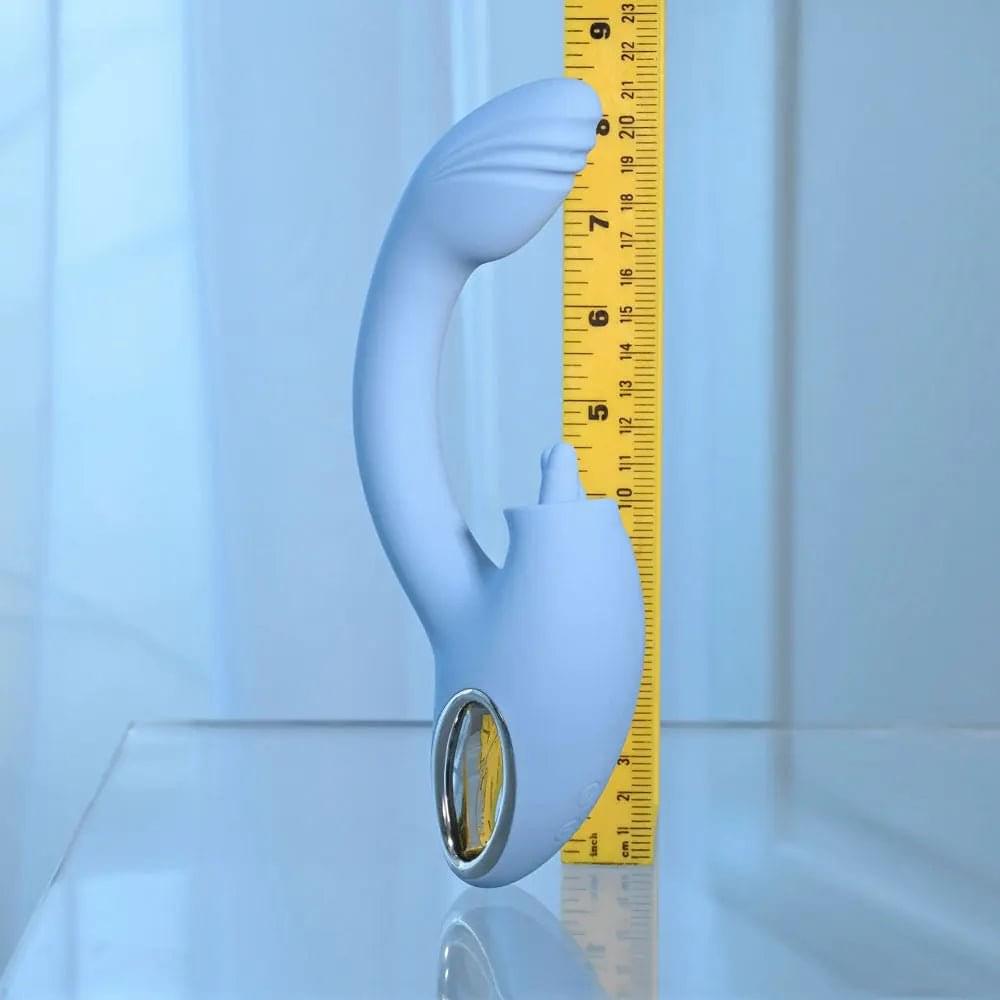 Playboy Pleasure SAPPHIRE SKY -  21.6 cm USB Rechargeable Vibrator with Double Tongue Stimulator Playboy Pleasure Discreet Intimate Essentials.