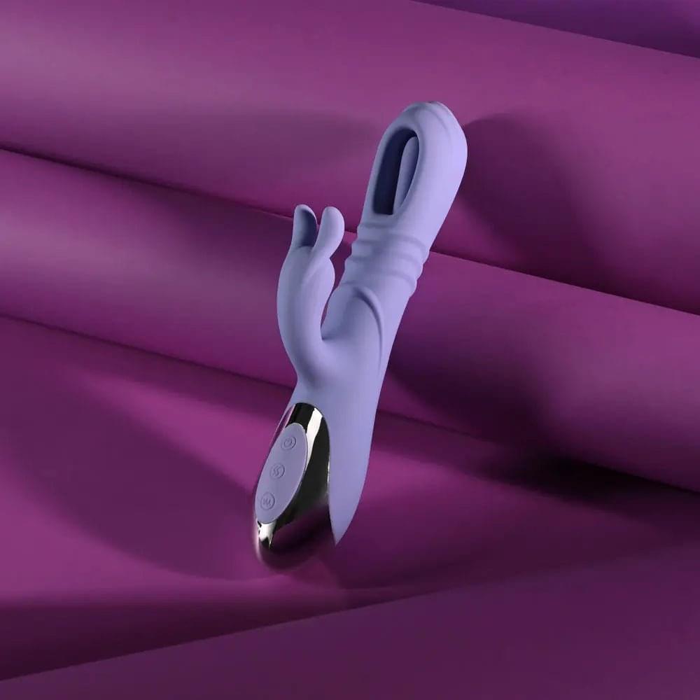 Playboy Pleasure TAP ME IN -  24.2 cm USB Rechargeable Rabbit Vibrator with Tapping Shaft Playboy Pleasure Discreet Intimate Essentials.