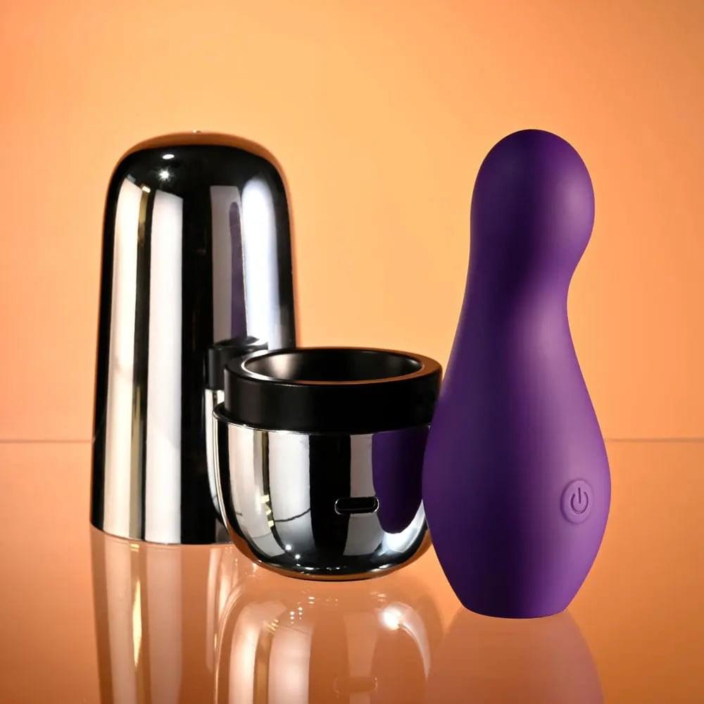 Playboy Pleasure THE JET SET - VIBRATOR -  10.2 cm Vibrator with Self Charging Case Playboy Pleasure Discreet Intimate Essentials.