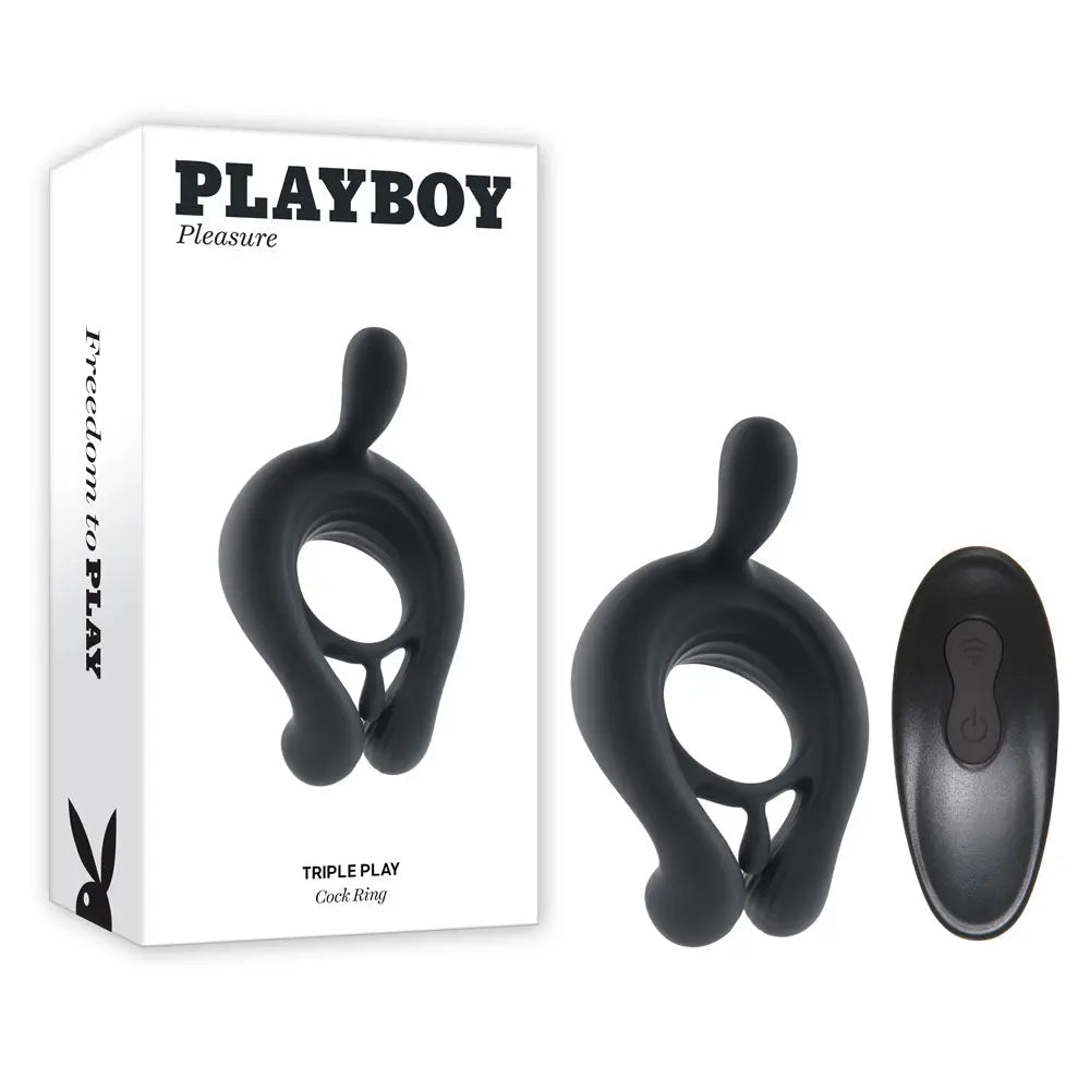 Shop affordable quality Playboy Pleasure TRIPLE PLAY - USB Rechargeable Cock Ring with Wireless Remote - Discreet Intimate Essentials - COCK RINGS - Playboy Pleasure