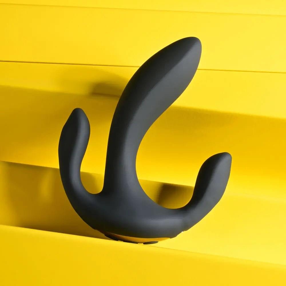 Playboy Pleasure TRIPLE THREAT -  USB Rechargeable Triple Probe Vibrator Playboy Pleasure Discreet Intimate Essentials.