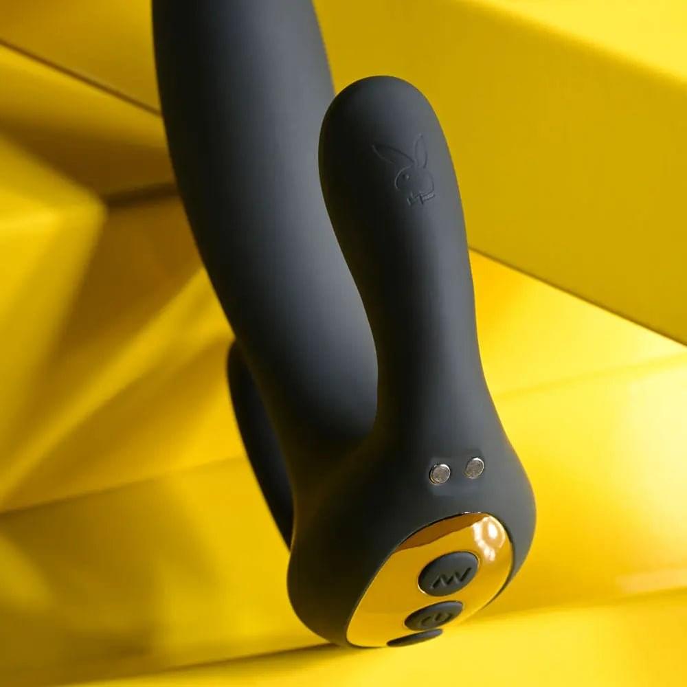 Playboy Pleasure TRIPLE THREAT -  USB Rechargeable Triple Probe Vibrator Playboy Pleasure Discreet Intimate Essentials.
