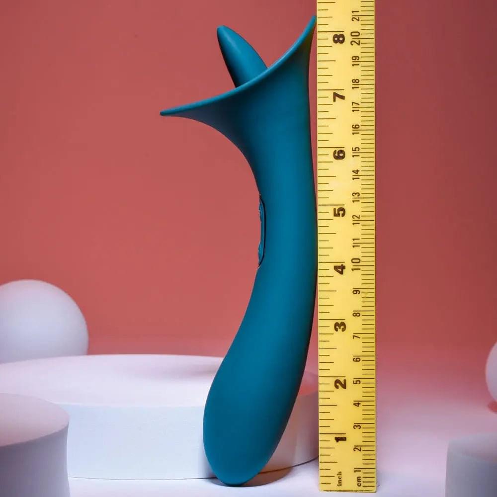Playboy Pleasure TRUE INDULGENCE - Teal 21.3 cm USB Rechargeable Vibrator with Flicking Tip Playboy Pleasure Discreet Intimate Essentials.