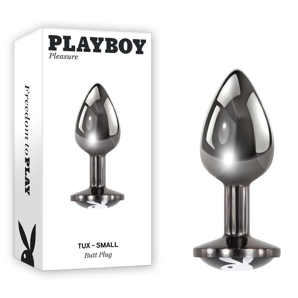 Shop affordable quality Playboy Pleasure TUX - Small - Metal 7.4 cm Small Butt Plug - Discreet Intimate Essentials - ANAL TOYS - Playboy Pleasure