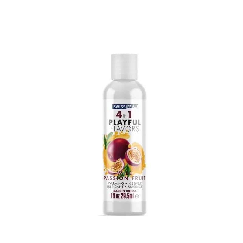 Playful Flavours 4 In 1 Wild Passion Fruit 1oz/29.5ml Swiss Navy Discreet Intimate Essentials.