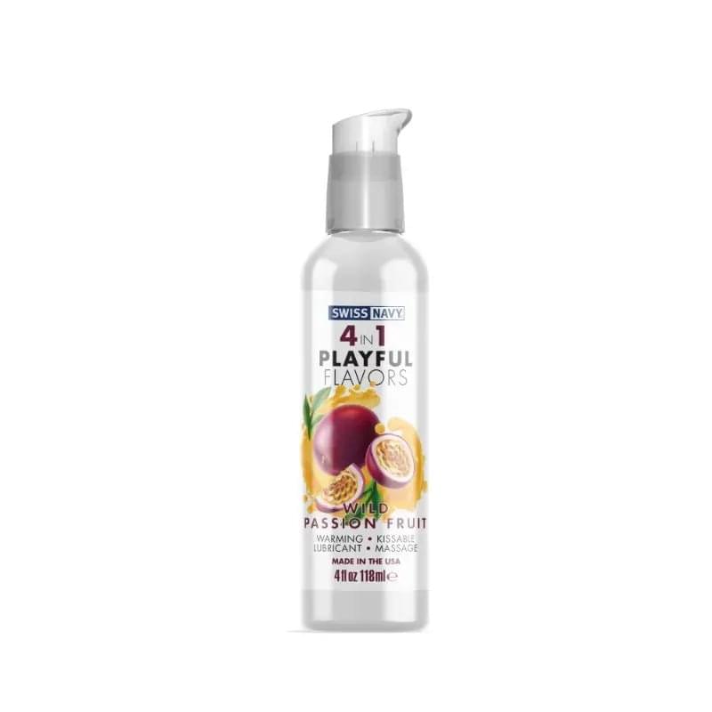 Playful Flavours 4 In 1 Wild Passion Fruit 4oz/118ml Swiss Navy Discreet Intimate Essentials.