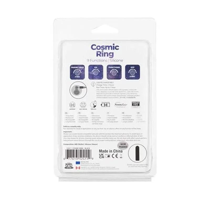 Power Bullet Cosmic Cock Ring w Bullet Black PowerBullet Discreet Intimate Essentials.