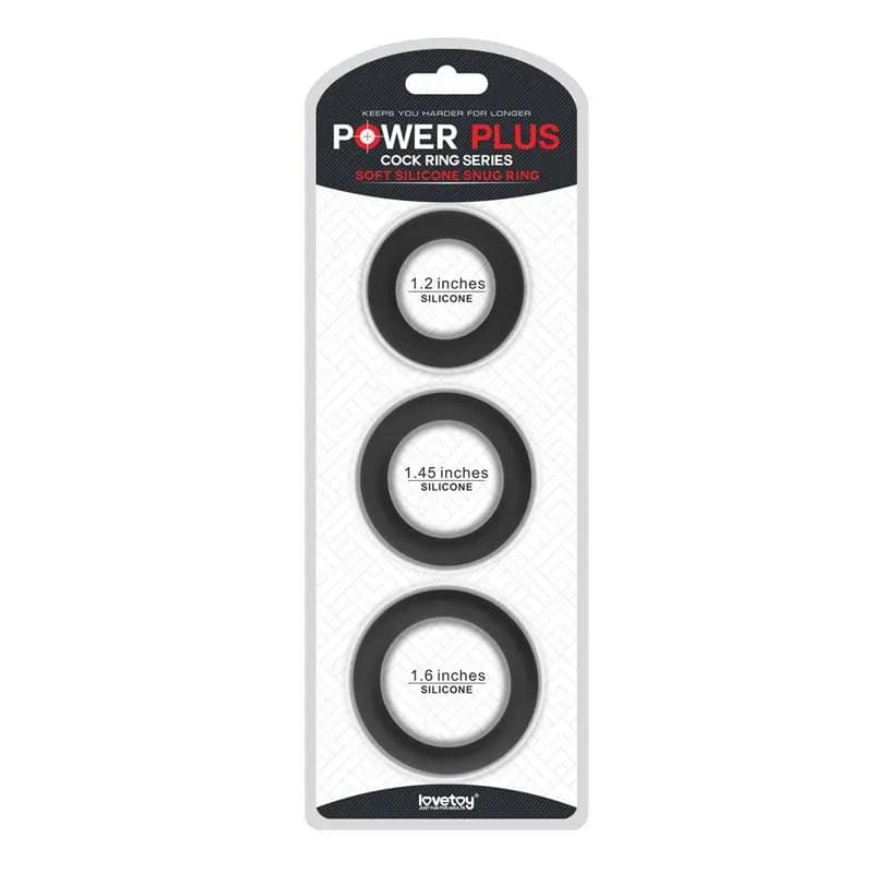 Power Plus Soft Silicone Snug Ring -  Cock Rings - Set of 3 Sizes Lovetoy Discreet Intimate Essentials.