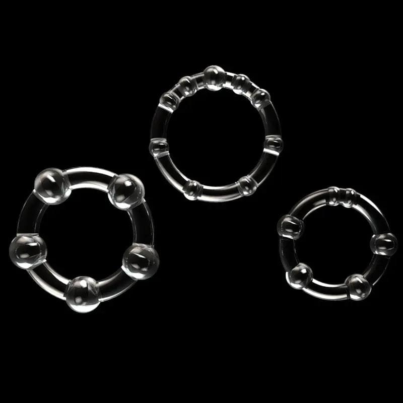 Power Plus Triple Beaded Ring Set -  Cock Rings - Set of 3 Lovetoy Discreet Intimate Essentials.