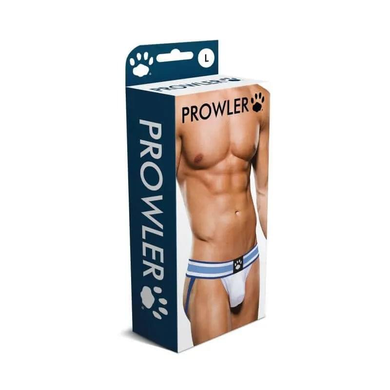 Prowler Jock White/Blue Prowler Discreet Intimate Essentials.