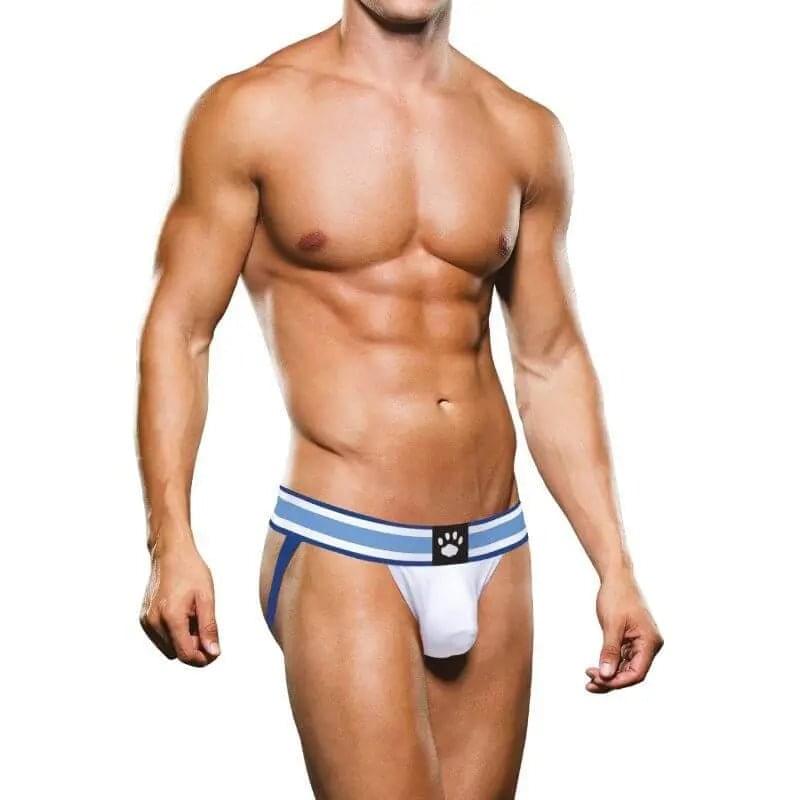 Prowler Jock White/Blue Prowler Discreet Intimate Essentials.