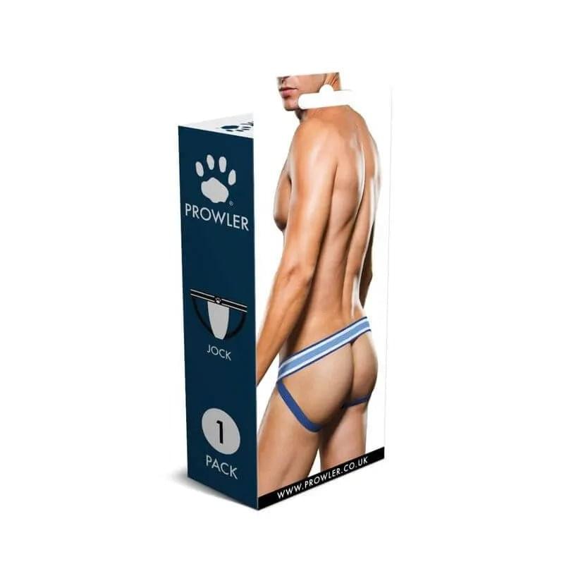 Prowler Jock White/Blue Prowler Discreet Intimate Essentials.