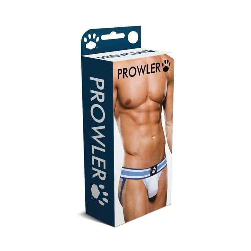 Prowler Jock White/Blue Prowler Discreet Intimate Essentials.
