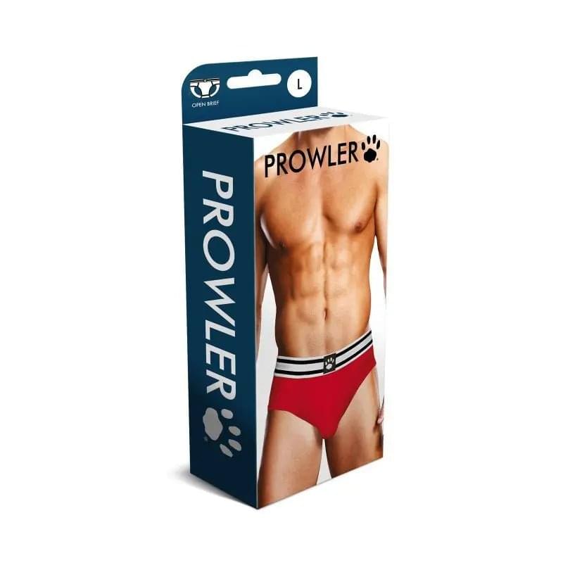 Prowler Open Back Brief Red/White Prowler Discreet Intimate Essentials.