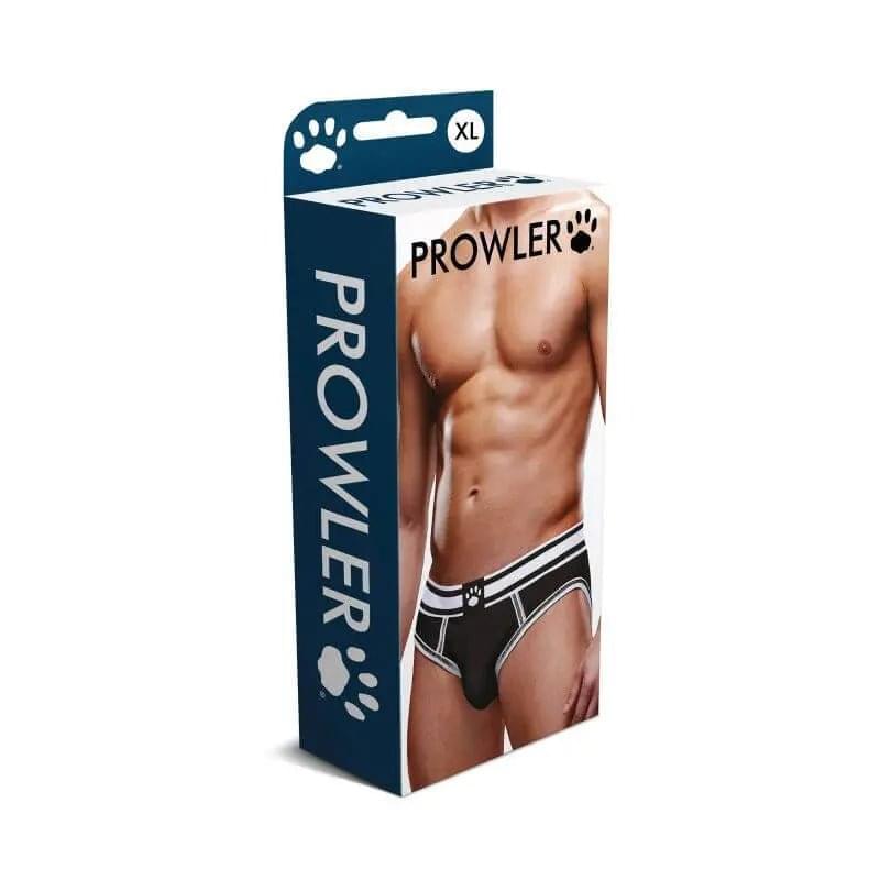 Prowler Open Back Brief White/Black Prowler Discreet Intimate Essentials.