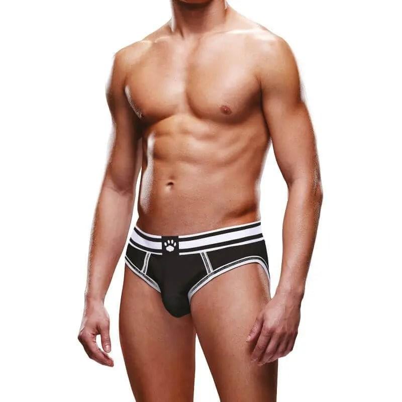 Prowler Open Back Brief White/Black Prowler Discreet Intimate Essentials.