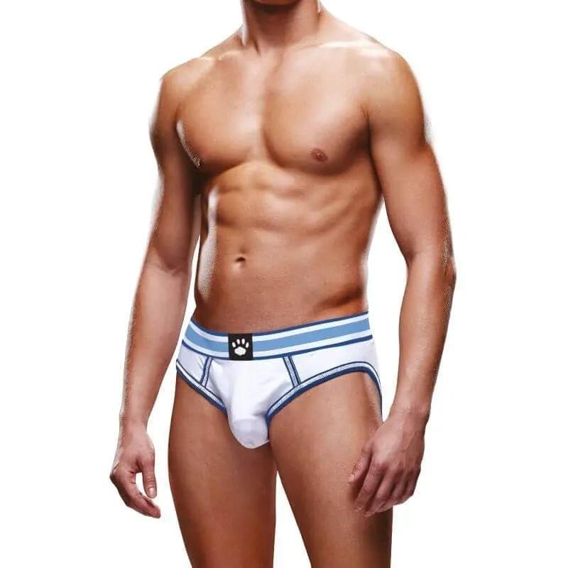 Prowler Open Back Brief White/Blue Prowler Discreet Intimate Essentials.