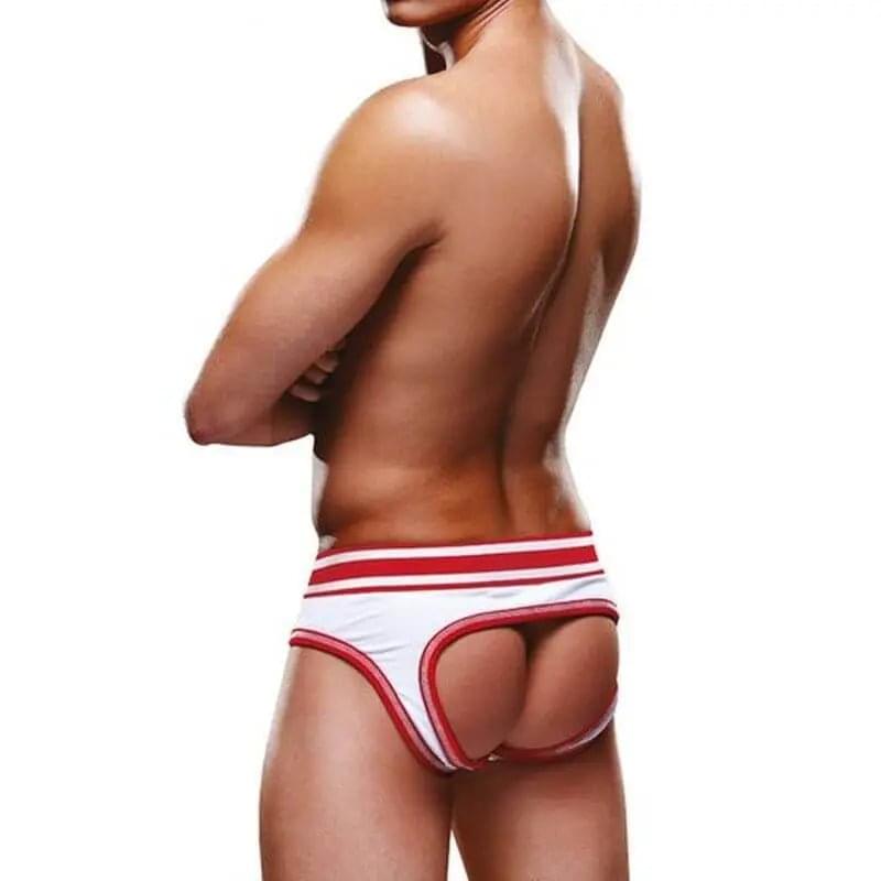 Prowler Open Back Brief White/Red Prowler Discreet Intimate Essentials.