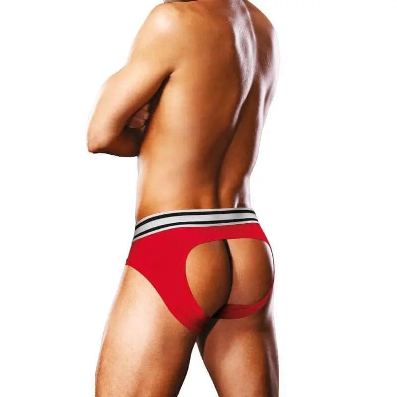 Prowler Open Back Brief White/Red Prowler Discreet Intimate Essentials.
