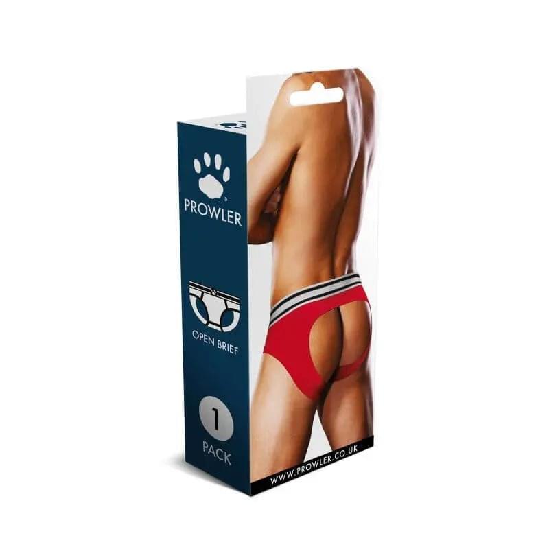 Prowler Open Back Brief White/Red Prowler Discreet Intimate Essentials.