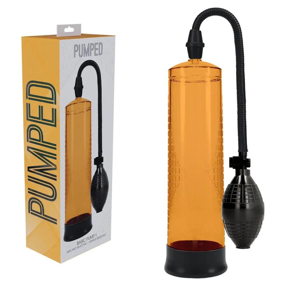 PUMPED Basic Pump 1 - Orange - Orange Penis Pump Shots Toys Discreet Intimate Essentials.