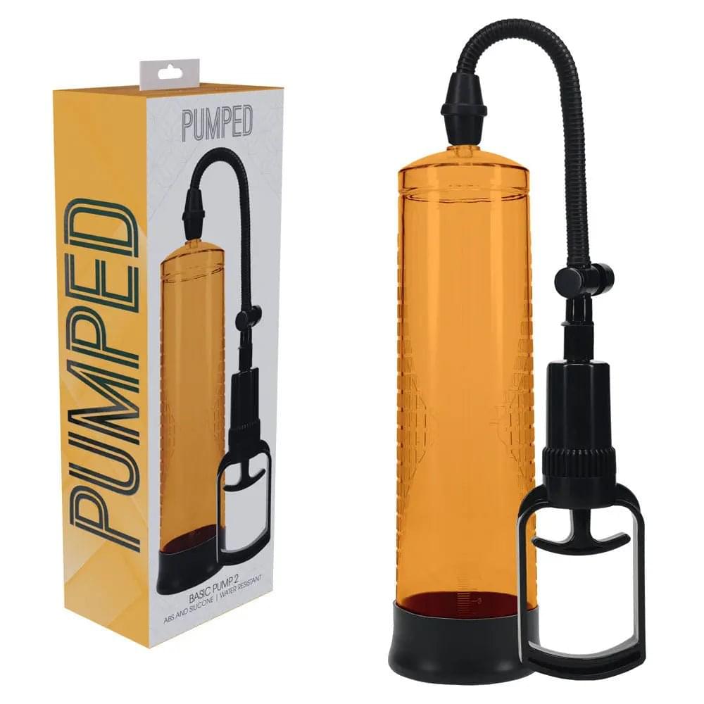 PUMPED Basic Pump 2 - Orange - Orange Penis Pump Shots Toys Discreet Intimate Essentials.