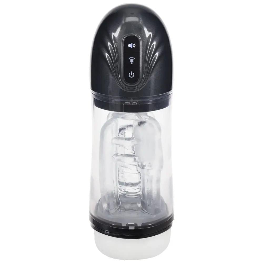 PUMPED SonicPull - Gunmetal - Gunmetal Grey/Clear USB Rechargeable Sucking And Vibrating Auto Masturbator Shots Toys Discreet Intimate Essentials.