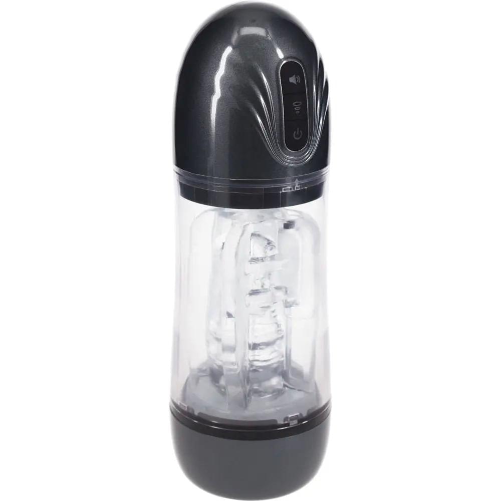 PUMPED SonicPull - Gunmetal - Gunmetal Grey/Clear USB Rechargeable Sucking And Vibrating Auto Masturbator Shots Toys Discreet Intimate Essentials.