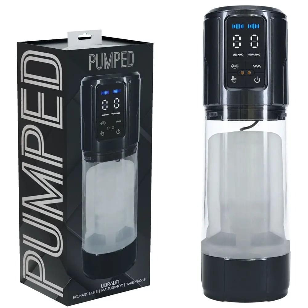 PUMPED UltraLift Automatic Masturbator - Gunmetal Grey/Clear USB Rechargeable Auto Masturbator Shots Toys Discreet Intimate Essentials.