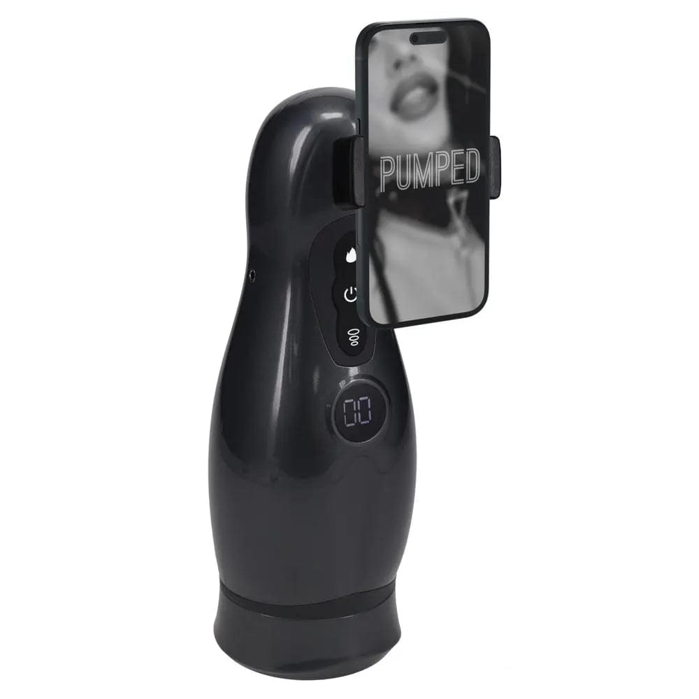 PUMPED Virtuo - Gunmetal - Gunmetal Grey/Clear USB Rechargeable Sucking And Vibrating Auto Masturbator Shots Toys Discreet Intimate Essentials.