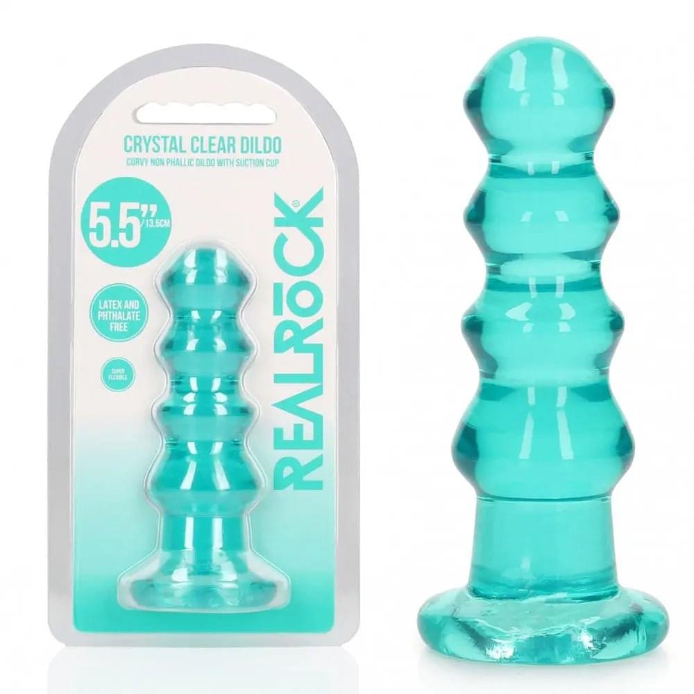 REALROCK 14 cm Curvy Anal Plug - Turquoise - Turquoise 14 cm (4.5'') Butt Plug Shots Toys Discreet Intimate Essentials.