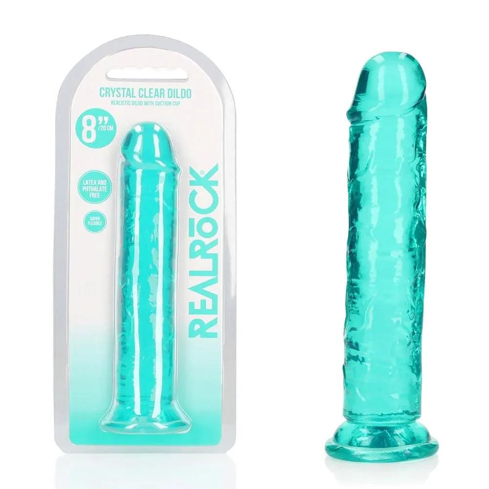 REALROCK 20 cm Straight Dildo - Turquoise - Turquoise 20 cm (8'') Dong Shots Toys Discreet Intimate Essentials.