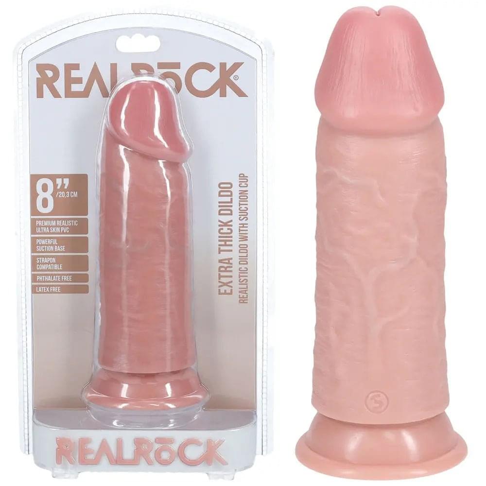 REALROCK 20cm Extra Thick Dildo -  -  20 cm (8'') Extra Thick Dong Shots Toys Discreet Intimate Essentials.