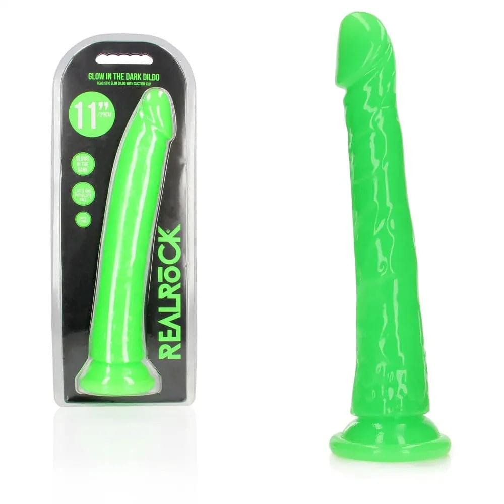 REALROCK 29 cm Slim Glow in the Dark Neon -  - Glow in Dark  29 cm (11'') Dong Shots Toys Discreet Intimate Essentials.