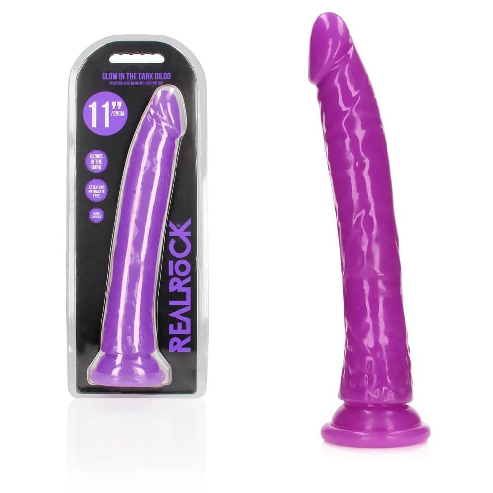 REALROCK 29 cm Slim Glow in the Dark Neon -  - Glow in Dark  29 cm (11'') Dong Shots Toys Discreet Intimate Essentials.