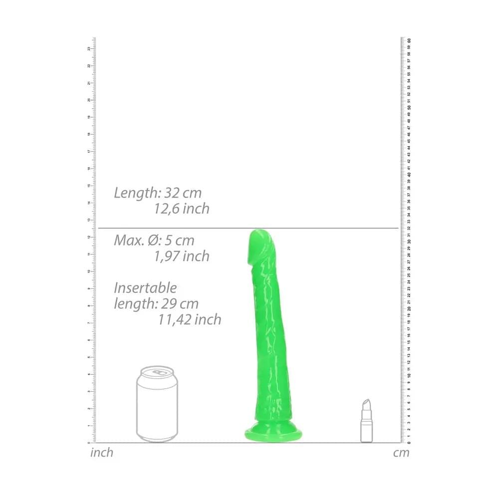 REALROCK 29 cm Slim Glow in the Dark Neon -  - Glow in Dark  29 cm (11'') Dong Shots Toys Discreet Intimate Essentials.