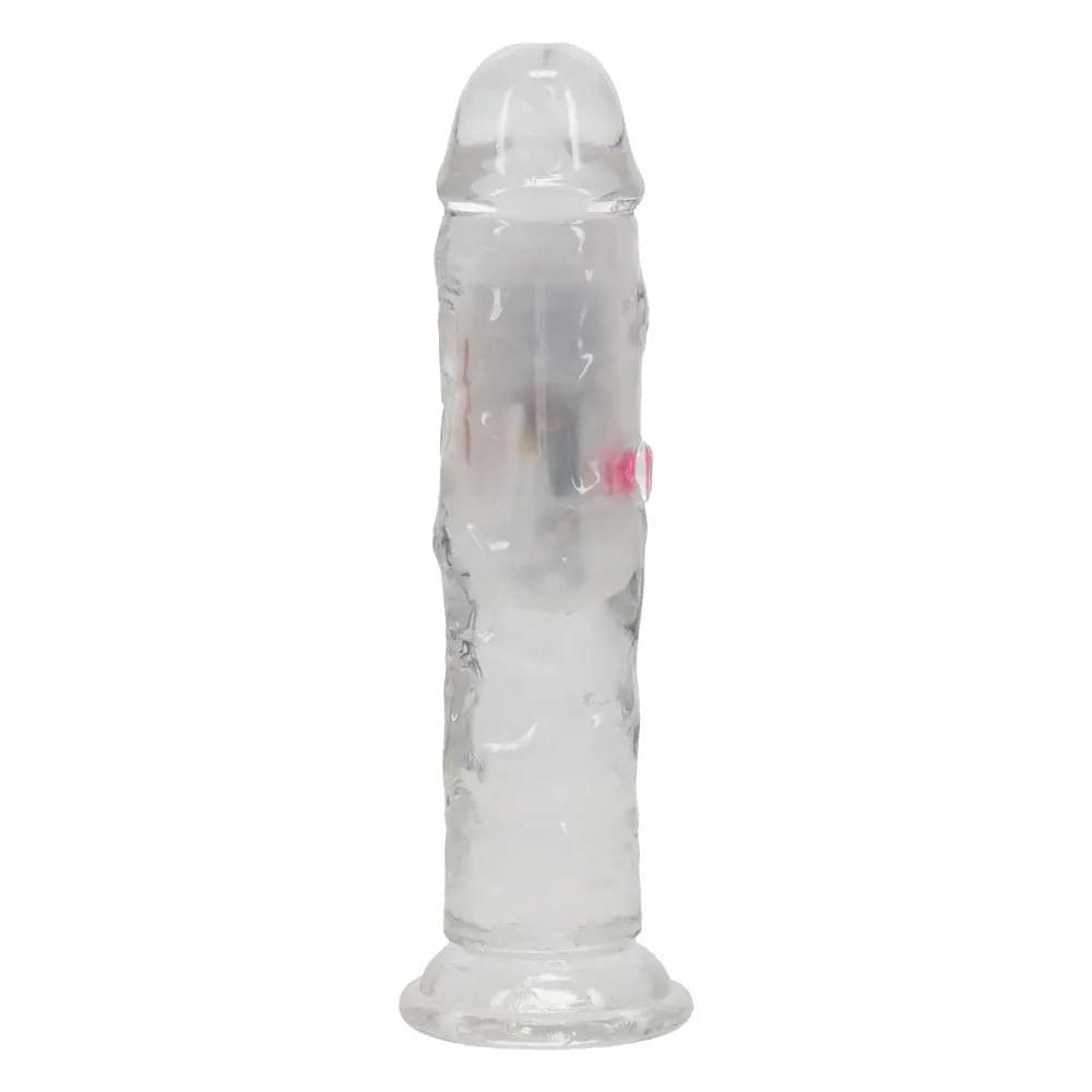 REALROCK 6'' No Balls Wireless Rechargeable LED Vibrating Dong - Clear with LED 16.5 cm USB Rechargeable Vibrating Dong with Remote Shots Toys Discreet Intimate Essentials.