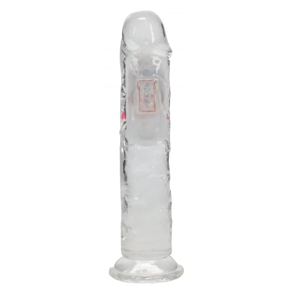 REALROCK 7'' No Balls Wireless Rechargeable LED Vibrating Dong - Clear with LED 20 cm USB Rechargeable Vibrating Dong with Remote Shots Toys Discreet Intimate Essentials.