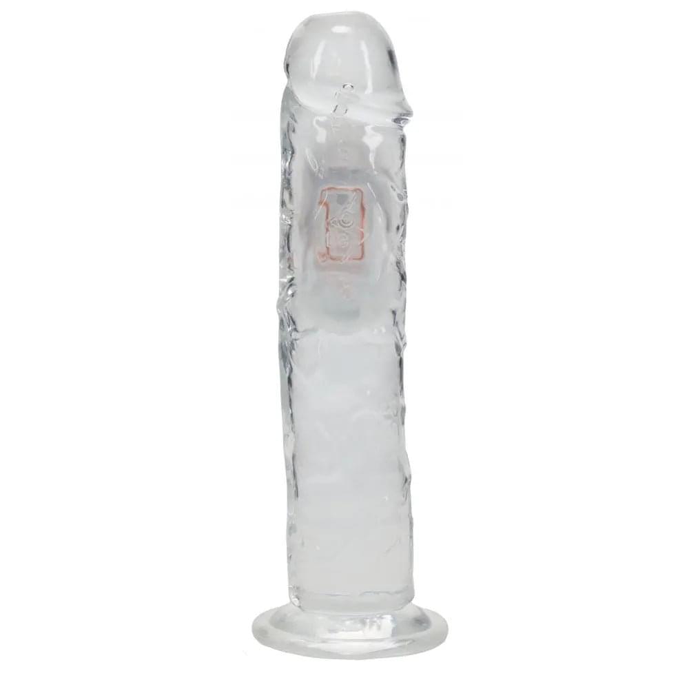 REALROCK 8'' No Balls Wireless Rechargeable LED Vibrating Dong - Clear with LED 22 cm USB Rechargeable Vibrating Dong with Remote Shots Toys Discreet Intimate Essentials.