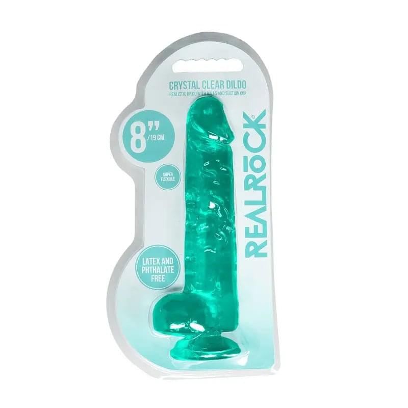 REALROCK 8'' Realistic Dildo With Balls - Turquoise 20.3 cm Dong Shots Toys Discreet Intimate Essentials.