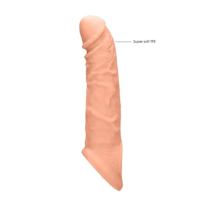 REALROCK 8'' Realistic Penis Extender with Rings -  20.3 cm Penis Extension Sleeve Shots Toys Discreet Intimate Essentials.
