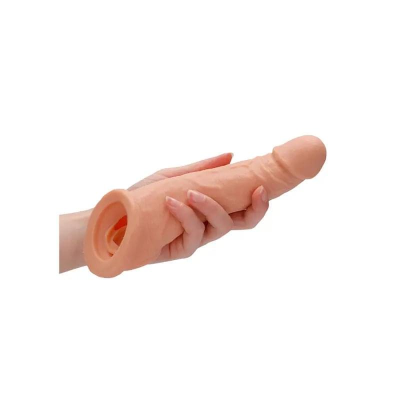 REALROCK 8'' Realistic Penis Extender with Rings -  20.3 cm Penis Extension Sleeve Shots Toys Discreet Intimate Essentials.