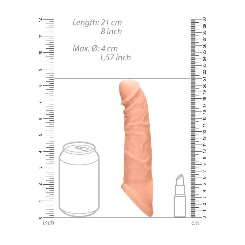 REALROCK 8'' Realistic Penis Extender with Rings -  20.3 cm Penis Extension Sleeve Shots Toys Discreet Intimate Essentials.