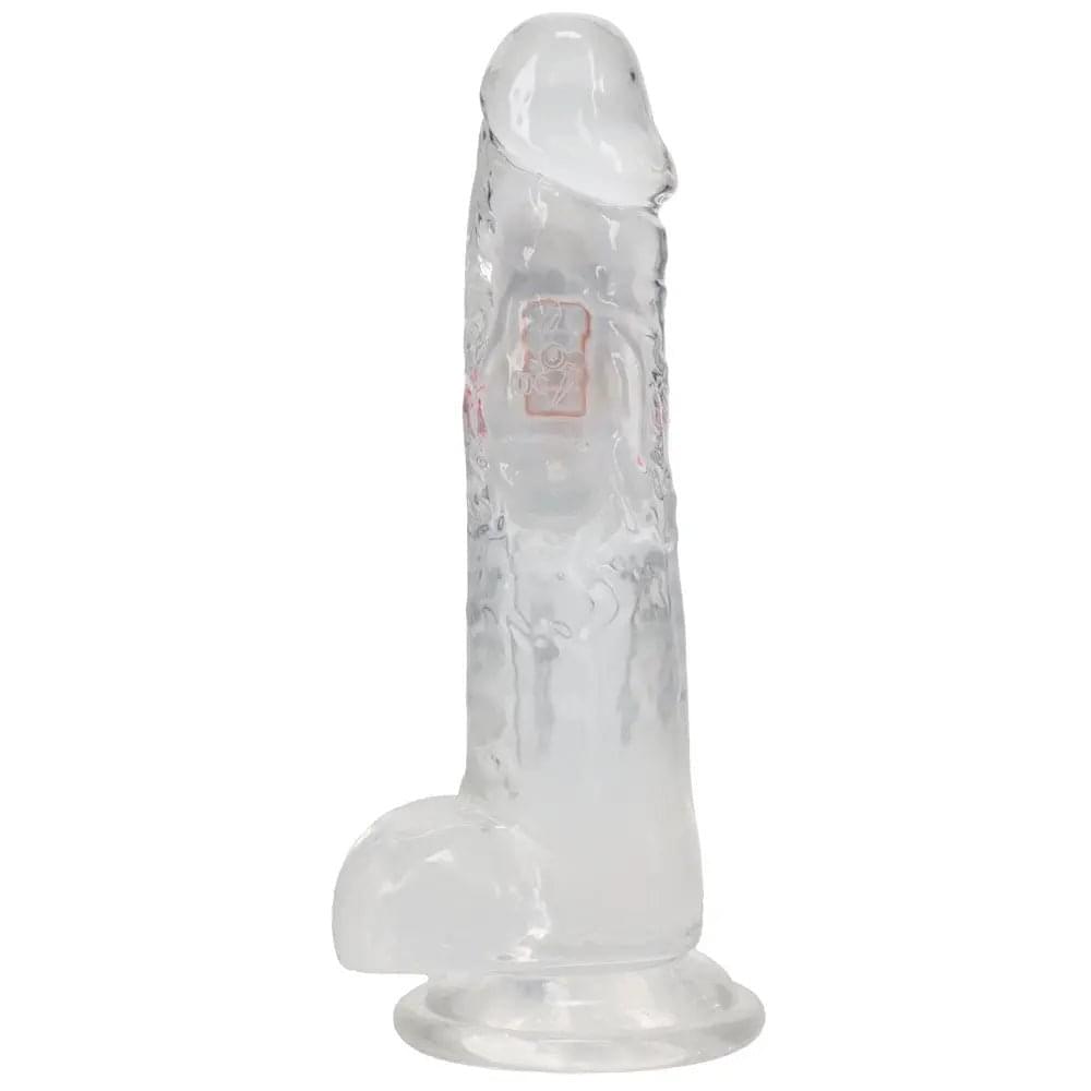 REALROCK 8'' with Balls Wireless Rechargeable LED Vibrating Dong - Clear with LED 22.5 cm USB Rechargeable Vibrating Dong with Remote Shots Toys Discreet Intimate Essentials.