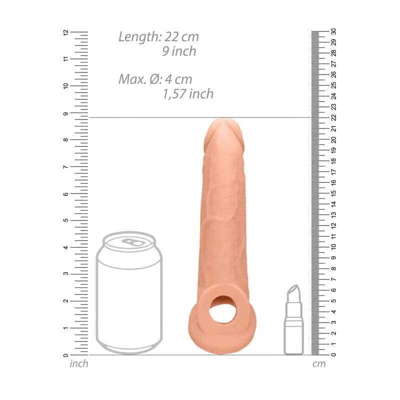 REALROCK 9'' Realistic Penis Extender with Rings -  22.9 cm Penis Extension Sleeve Shots Toys Discreet Intimate Essentials.