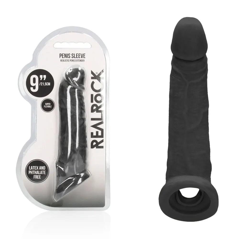 REALROCK 9'' Realistic Penis Extender with Rings -  -  22.9 cm Penis Extension Sleeve Shots Toys Discreet Intimate Essentials.