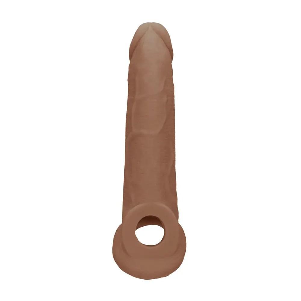 REALROCK 9'' Realistic Penis Extender with Rings - Tan - Tan 22.9 cm Penis Extension Sleeve Shots Toys Discreet Intimate Essentials.