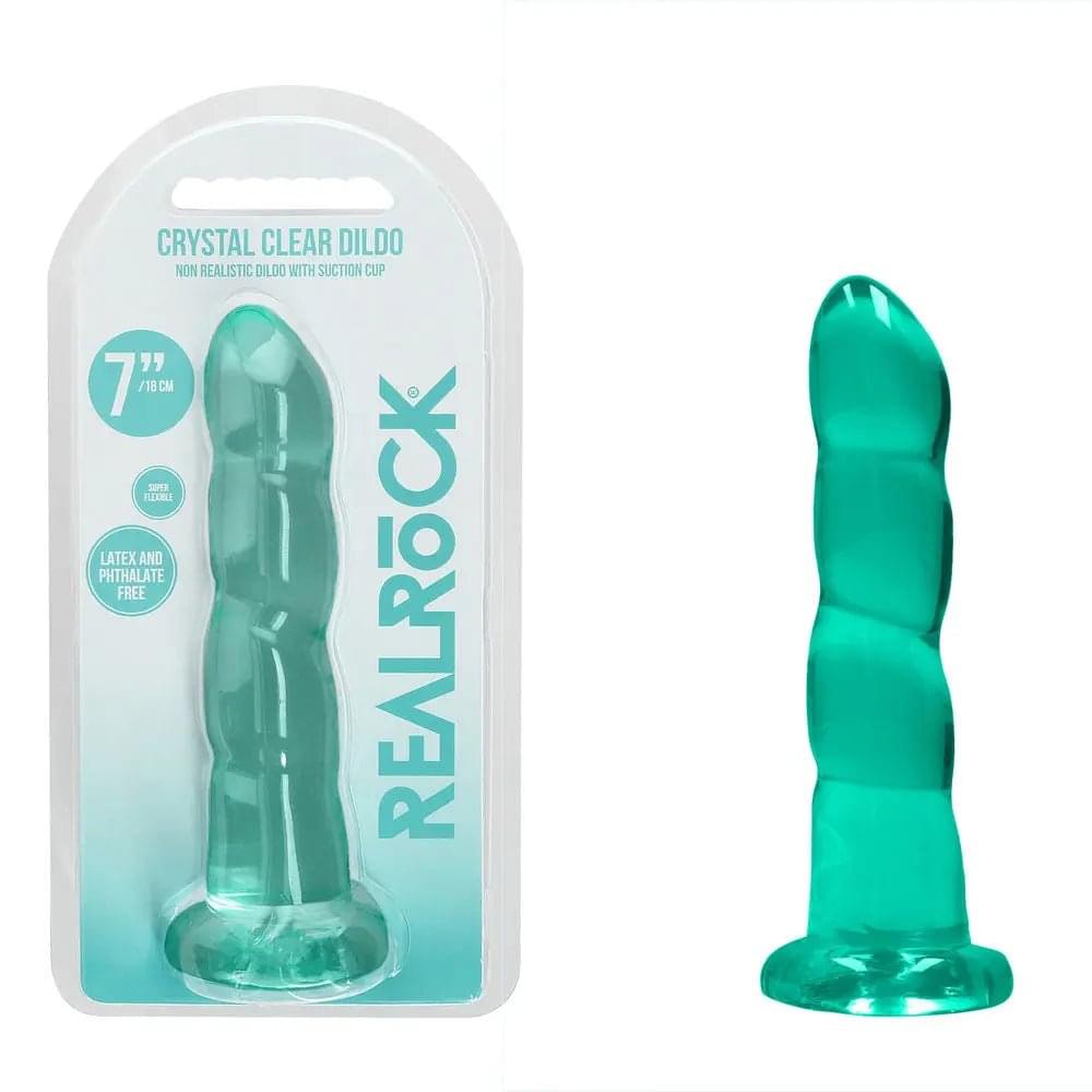 REALROCK Dildo With Suction - 17 cm - Turquoise - Turquoise 17 cm Dildo Shots Toys Discreet Intimate Essentials.